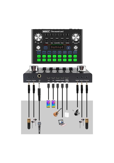 Cx1 Compact Set-2 Efektli Ses Kartı Mikrofon Stand Seti Pc Ve Telefon