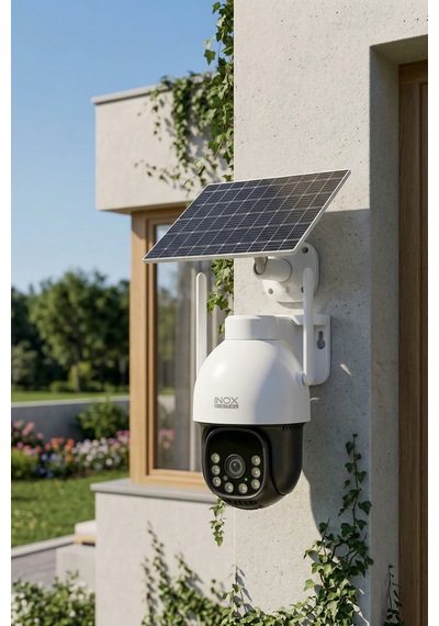 Inox-x12 4g Aov Esım Solar Güneş Enerjili Güvenlik Kamerası - Black Light Gece Renkli Dış Mekan Kamera