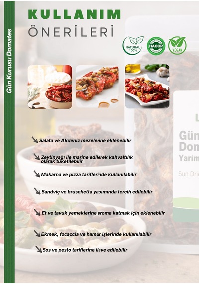 Güneşte Kurutulmuş Domates Yarım Kesim 100g Sun Dried Tomatoes Halves 100 G