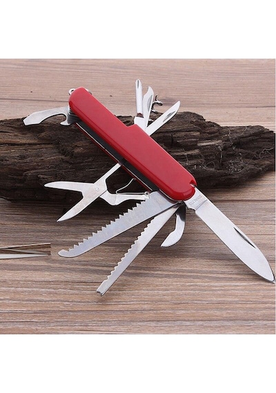 Valkyrie 11 Fonksiyonlu İsviçre Outdoor Kamp Cep Çakısı Kırmızı