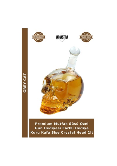 Premium Mutfak Süsü Özel Gün Hediyesi Farklı Hediye Kuru Kafa Şişe Crystal Head 1lt