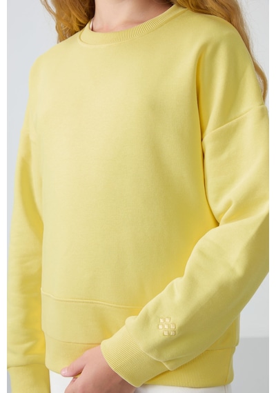 Tommy Life Sarı Pamuklu İçi Tüylü Yumuşak Dokulu Oversize Nakışlı Kız Çocuk Sweatshirt - 75150 Sarı
