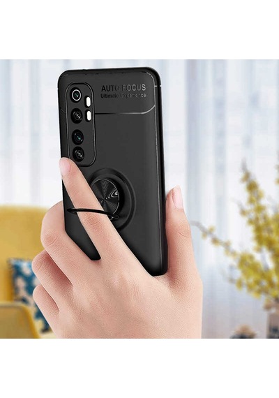 Xiaomi Mi Note 10 Lite Kılıf Zore Ravel Silikon Kapak Siyah-Kırmızı