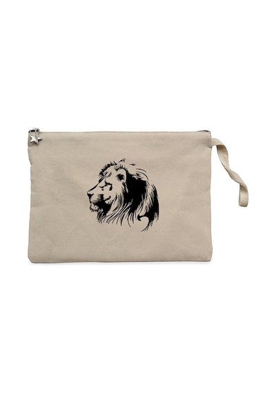 Black Lion Silhouette Krem Clutch Astarlı Cüzdan / El Çantası Krem