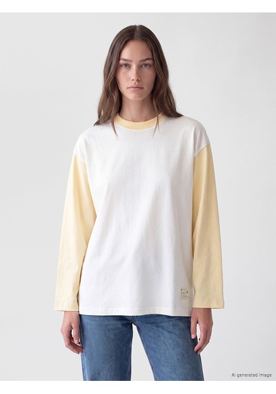 Lcw Modest Beyaz Renk Bloklu Oversize Kadın Sweatshirt Tunik