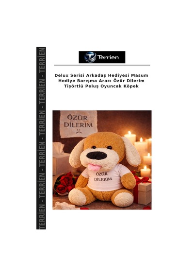 Delux Serisi Arkadaş Hediyesi Masum Hediye Barışma Aracı Özür Dilerim Tişörtlü Peluş Oyuncak Köpek Çok Renkli