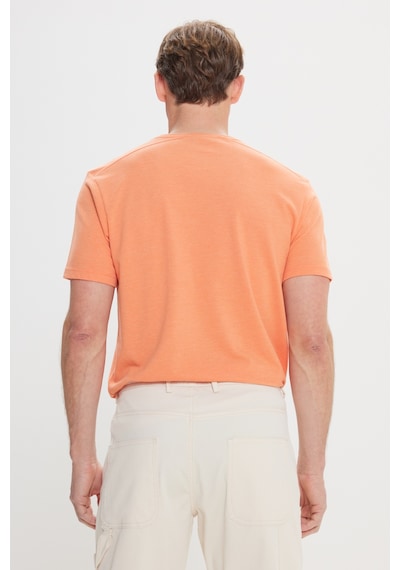 AC&Co / Altınyıldız Classics Erkek Turuncu Slim Fit Dar Kesim Pamuklu Bisiklet Yaka Tişört Turuncu