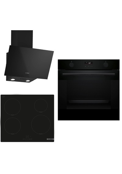 Bosch 641 HUA736EA0T - PUE611BB5E - DWK63PJ60T İndüksiyon Ocaklı Siyah 3'Lü Ankastre Set