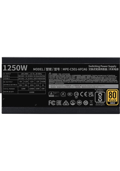 Cooler Master MWE 1250 V2 1250W 80+ Gold Modüler Güç Kaynağı