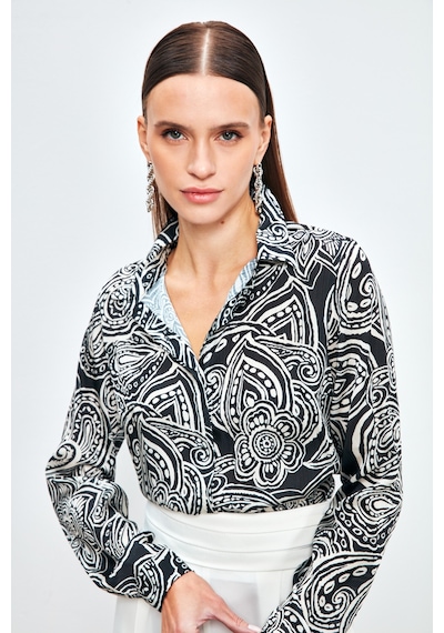Sateen Desenli Düz Gömlek - Siyah-133997 Siyah
