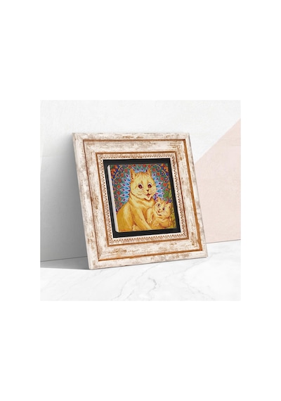 Louis Wain Kediler Taş Duvar Tablosu - Çerçeveli Taş Tablo - Dekoratif Duvar Sanatı - Modern Ev Ve Ofis Duvar Dekoru T1-315