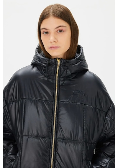 Nike Terma Fit Synthetic Fill Loose Fit Classic Puffer Shine Kadın Bol Kesim Şişme Mont Siyah Siyah