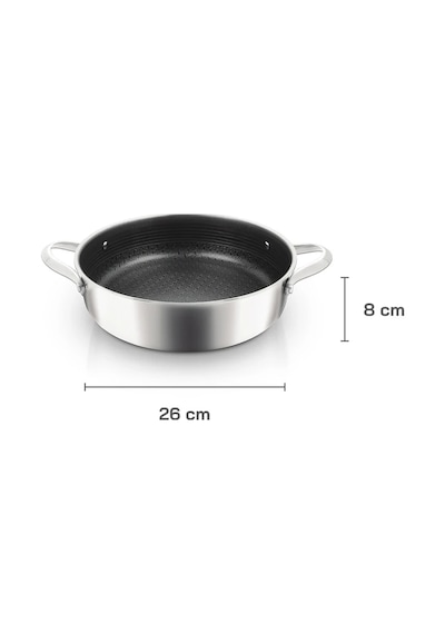 Uniqella Silver Pro Serisi 26cm Karnıyarık Tencere 3.8l Cam Kapaklı Çelik