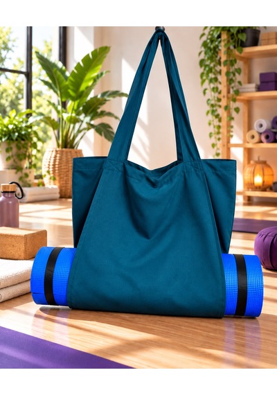 Mat Taşıma Çantası Yoga Fitness Silindir Antrenman Çantası - Çantalı Fermuarlı Mat Taşıma Çantası Koyu Petrol Mavisi/buz Mavisi