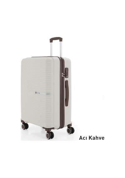 Mçs Bavul Orta Ve Kabin 2li Set Kırılmaz Silikon Valiz V374 Kemik/acıkahve Kemik
