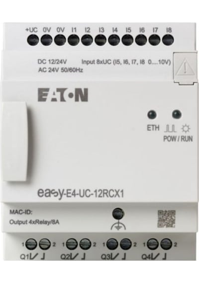 Eaton Easy-e4-uc-12rcx1 Easy-e4 Röle-ekransız, 12vdc, 24vac/dc 8dı / 4do R