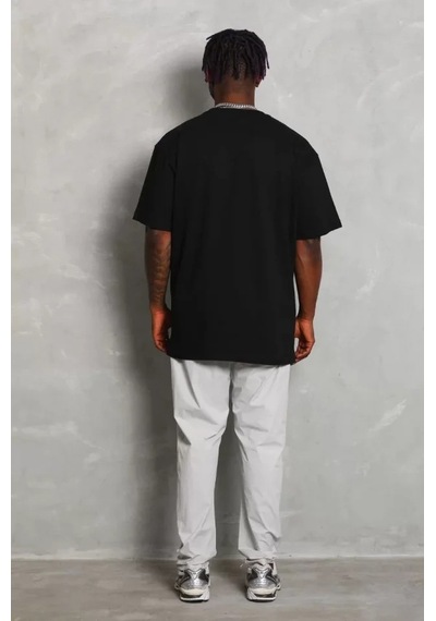 Zenna Tarz Unisex Oversize Düz Bisiklet Yaka T-shirt - Siyah