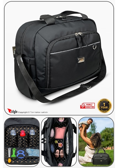 Stylo Urban X Pro Anne Bebek Bakım Kadın Çantası ve Yeni Doğan Çantası Siyah