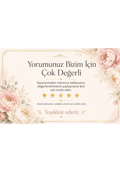 100 Adet Çiçekli Yorum Kartı 8x5 Cm 200 Gr Küçük İşletme Teşekkür Kartı, Yorum Kartı