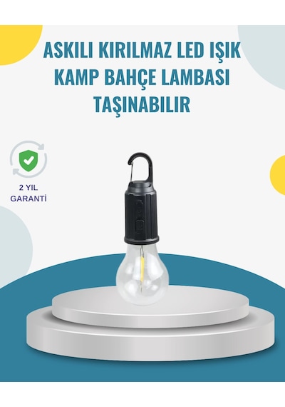 Taşınabilir Sıcak Işık Yayan Kamp Lambası Siyah