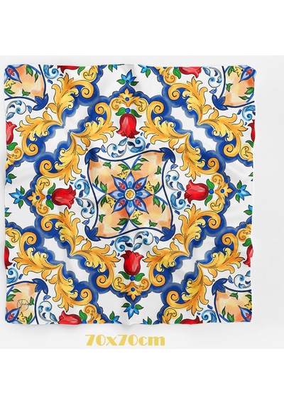 Güneşli Venedik Desen 70 70cm Bandana/fular Çok Renkli