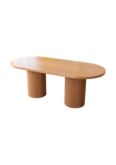 Soleil İskandinav Oval Natural Ahşap Bohem Masa 80x170 Natural Ayak - Natural Üst