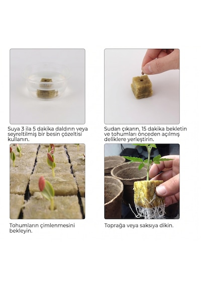 Hydrofide Kaya Yünü Yetiştirme Küpü - Topraksız Tarım & Tohum Çimlendirme 50adet