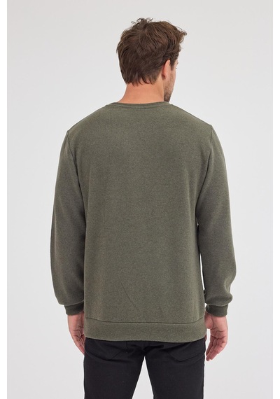 Mmetalic Erkek Haki Standart Fit Normal Kesim Pamuklu Basic Bisiklet Yaka Sweatshirt Mtlce113-haki Haki