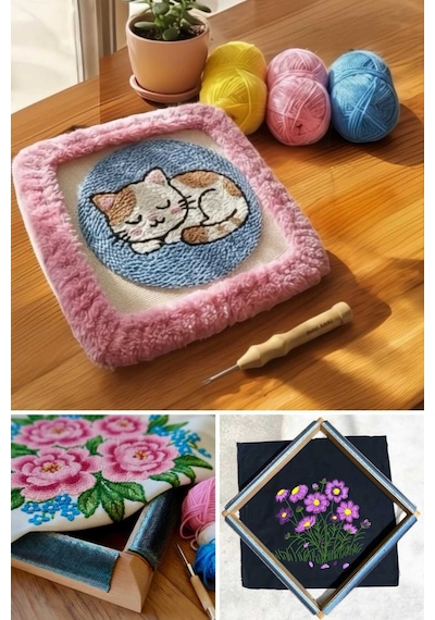 50x35cm Sihirli Punch Panç Telli/iğneli Ahşap Nakış Kasnağı