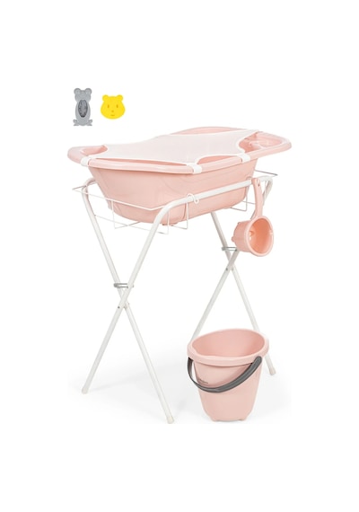 Babyjem Ayaklı Bebek Banyo Küvet Seti 7 Parça Pembe