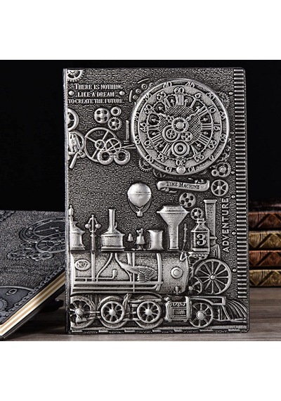 Hediyelik Gümüş Tren Kabartmalı Deri Defter