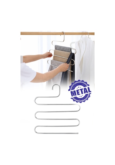 5 Katlı Metal Pantolon Askısı Yer Tasarruflu Şal Eşarp Gardolap Organizeri 35x27 Cm Diğer