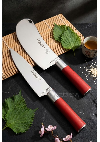 Lazbisa MFT-258 Red Craft Serisi Mutfak Şef Bıçak Seti Et Ekmek Sebze Bıçağı Günlük Kullanım
