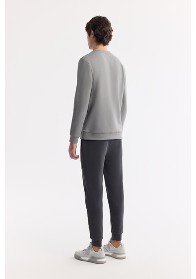 Avva Erkek Gri Bisiklet Yaka Baskılı Bi-stretch İnterlok Regular Fit Sweatshirt A51y1208