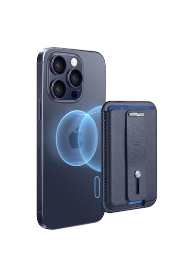 Esr Apple Uyumlu iPhone Magsafe Cüzdan Halolock Magsafe Parmak Halkalı Mavi Dark Blue