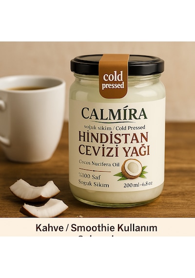 Calmira Hindistan Cevizi Yağı 200 Ml / Saf Soğuk Pres / Katkı Koruyucu İçermez 200 ML