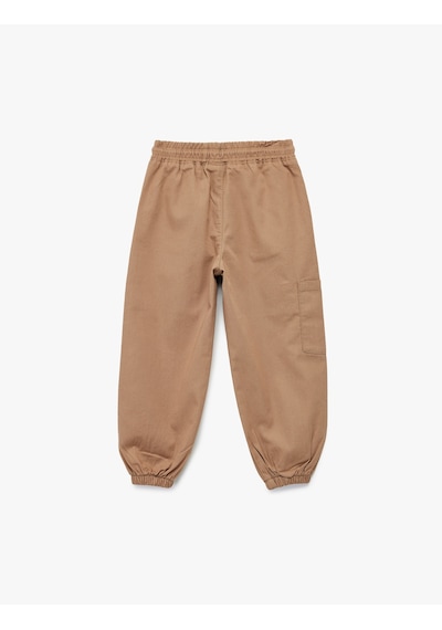 Koton Pamuklu Gabardin Beli Bağcıklı Kargo Cepli Jogger Pantolon Kahverengi 6wmb40018tw Kahve