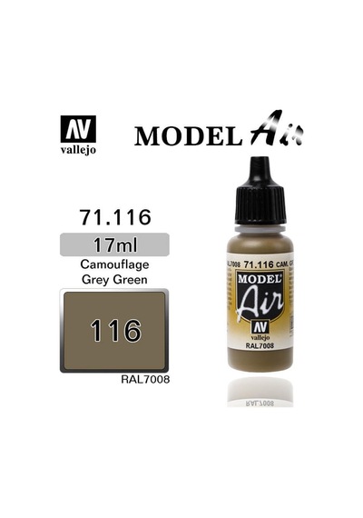 17 Ml. Cam. Grey Green Model Air Serisi Maket Boyası, Vallejo 71116 Standart