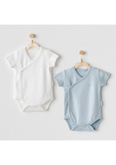 Andywawa Kız Bebek Zıbın Body 2 Parça Ac25643 Ekru-mavi Ekru - Mavi