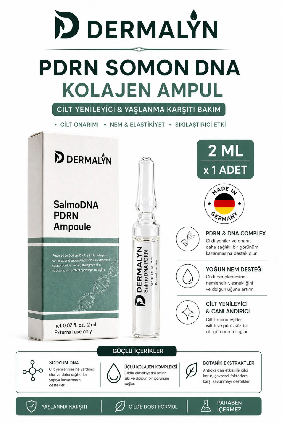 Dermalyn 7 Li Cilt Bakım Seti Kırışıklık Leke Somon Dna Kök Etkili Ampul Serum Dermaroller