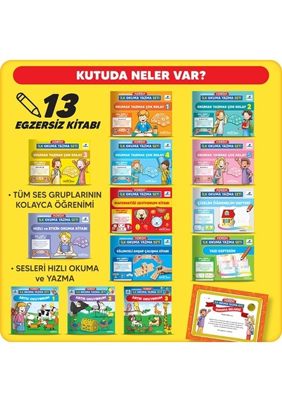 Adeda Yayınları İlk Okuma Yazma Seti - 13 Kitap - Yeni 2023