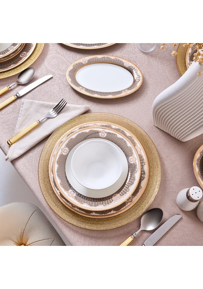 Evaliza The Queen Gold 60 Parça 12 Kişilik Yemek Takımı Renkli