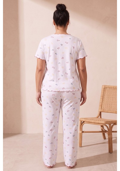Siyah İnci Beden Fitilli Kaşkorse Örme Pijama Takım26120851 Beyaz Mavi Puan