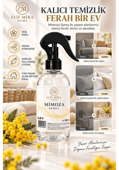 Oda Kokusu Sprey Mimoza Kalıcı Oda Parfümü 500 Ml