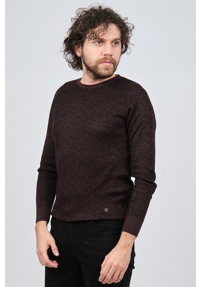 Çizgi Triko Erkek Bisiklet Yaka Slim Fit Desenli Kazak 42554255 B Bordo