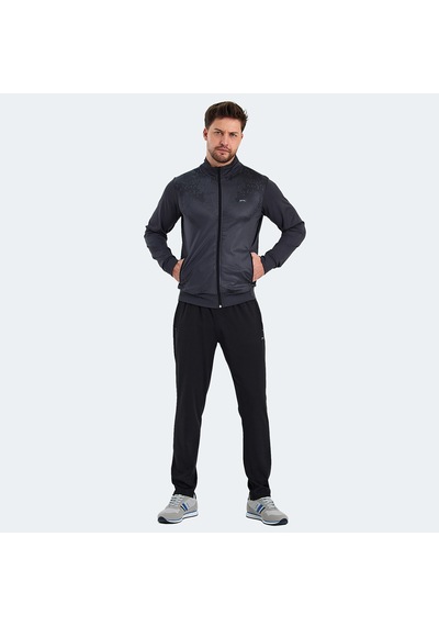 Slazenger RECOGNIZE Erkek Fermuarlı Dik Yaka Cepli Koyu Gri Eşofman Takımı