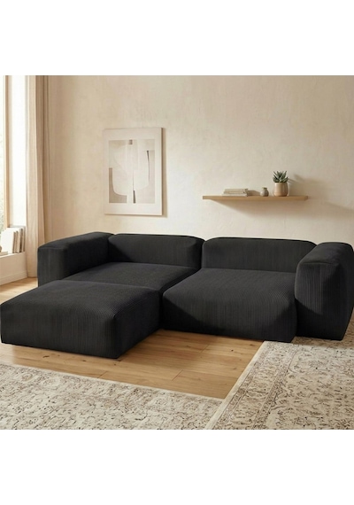 Relax Köşe Koltuk Takımı Sünger Koltuk Kanepe Divan Siyah