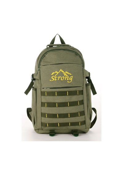 Strong Unisex Kanvas Kumaş Laptop Bölmeli Outdoor Sırt Çantası Dağcı Sırt Çantası Haki Yeşil