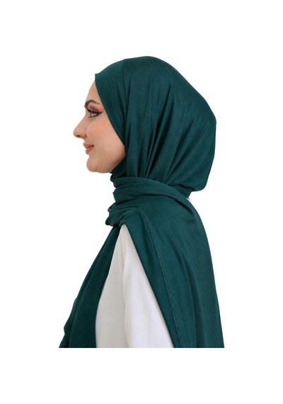 Modish Group Penye Boyun Kapamalı Şal Başörtü Hazır Giyim Turban Esnek Jersey Şal Zümrüt