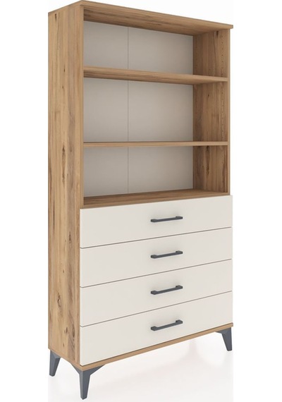 Arges Dolap 3 Raflı 4 Çekmeceli 88x30x163 Çam-aytaşı Atlas Çam